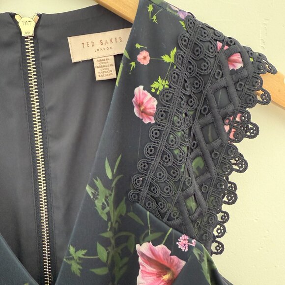 🌸 Ted Baker Floral Skater Dress – Size 1 (US 4) – Sleeveless - Picture 3 of 3